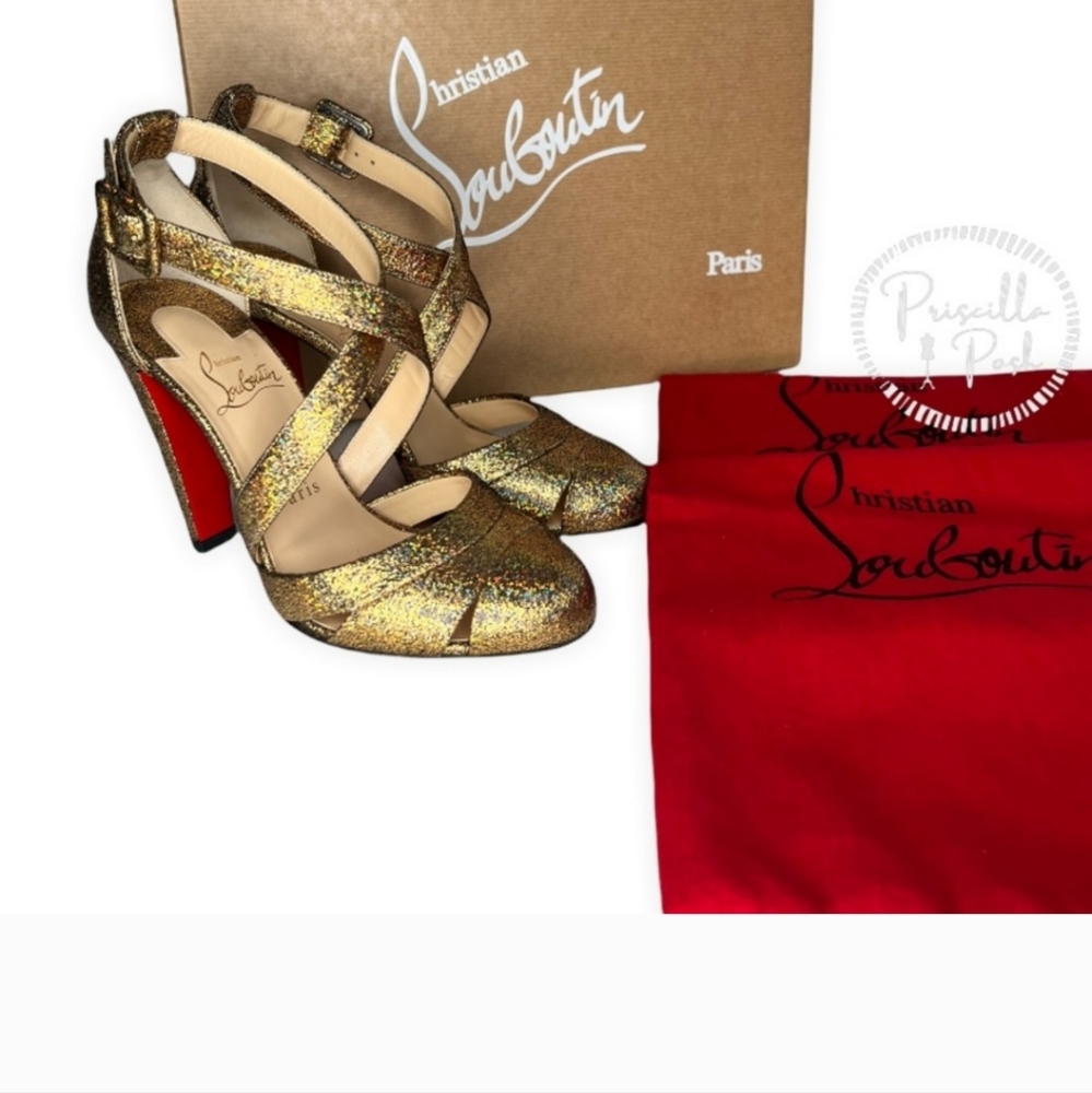 Christian Louboutin Gold Heels - Picture 4 of 14